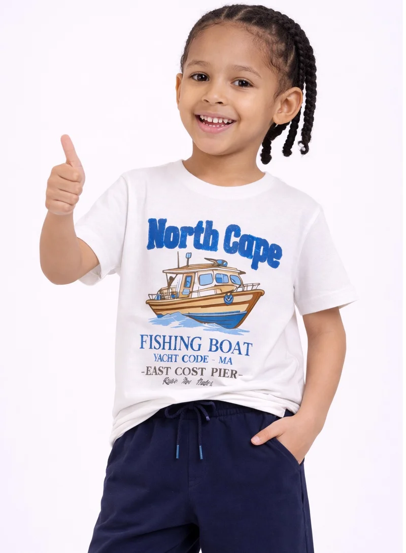 Victor And Jane  Boys North Cape Fishing Boat T-Shirt & Navy Shorts Set for Men | Best Price UAE
